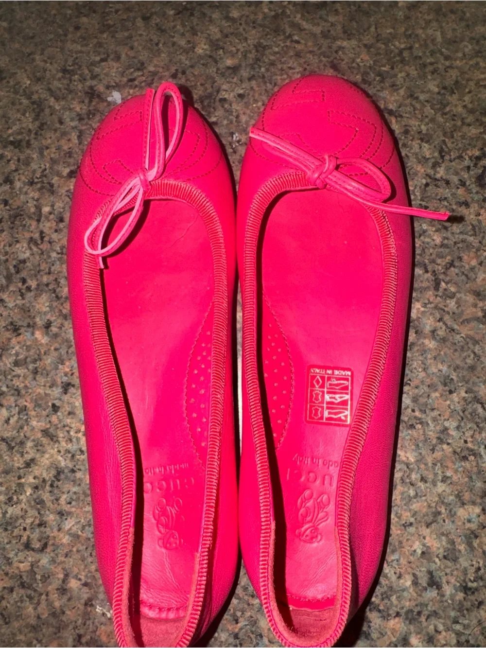 Gucci Barbie Pink Leather Ballet Flats with Bow EUC